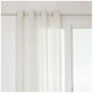 Voilage - lin - blanc - 140x240 cm - Blanc - Atmosphera createur d'interieur pas cher