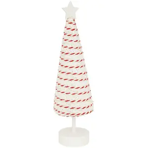 Décoration sapin rouge H38cm 20 LED blanc chaud à piles - Feeric lights & christmas