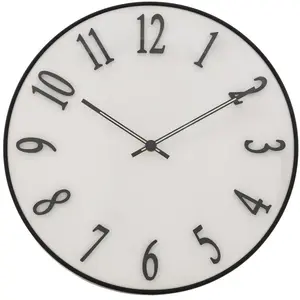 Horlorge relief Edgar blanc D35cm - Atmosphera createur d'interieur - Blanc