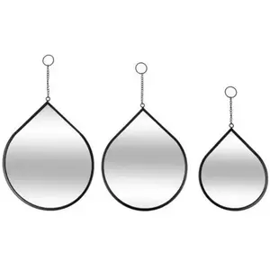 Lot de 3 miroirs goutte Leny métal noir Atmosphera Créateur D'intérieur pas cher