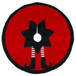 Déco de noël Tapis pour pied de Sapin Lutin Rouge et Vert foncé D 90 cm - Feeric Christmas pas cher