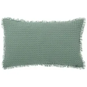 Coussin nid d abeille Widdy 30x50cm vert céladon - Atmosphera créateur...Vendu parcdiscount