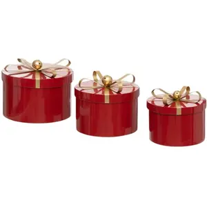 BOITES RONDES METAL ROUGE X3 - Atmosphera Créateur dintérieur pas cher