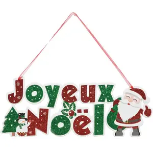 Suspension Pancarte Joyeux Noël 45cm Multicolore pas cher