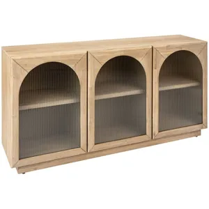 Buffet 3 portes en verre Lousada acacia 160x80cm Atmosphera Créateur D'intérieur pas cher