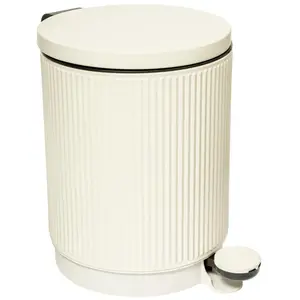 5Five Prullenbak/pedaalemmer Onyx - metaal/kunststof - 5L - wit - D20 x H27 cm - met binnenbak pas cher