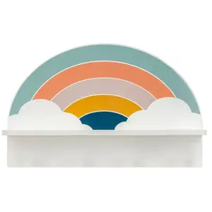Patère étagère enfant Soel motif arc-en-ciel 4 crochets Atmosphera Créateur D'intérieurVendu parrakuten