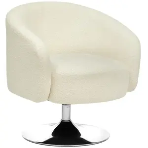 Fauteuil Edith en bouclette H73cm blanc Atmosphera Créateur D'intérieurVendu parcdiscount