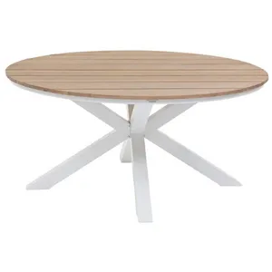 HESPERIDE Table de jardin "Oriengo" acacia certifié FSC & blanc 4 places en aluminium traité époxy - Acacia / Blanc - Hespéride