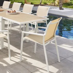 HESPERIDE Fauteuil de jardin empilable Essentia lin & blanc en aluminium traité en epoxy - Hespéride pas cher