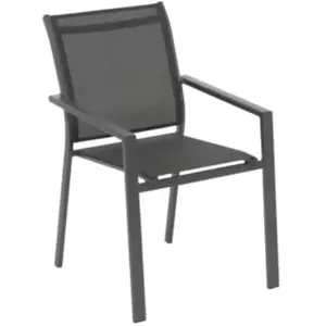 HESPERIDE Fauteuil de jardin empilable "Essentia" anthracite & graphite en aluminium traité en epoxy - Anthracite / Graphite - Hespéride pas cher