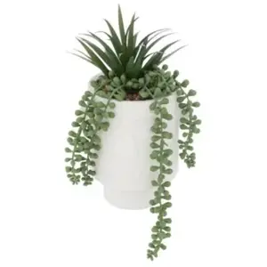 Plante artificielle en pot en ciment H25cm blanc Atmosphera Créateur D'intérieurVendu parcdiscount