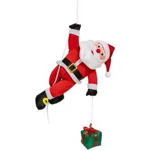 Père Noël grimpeur sur corde avec paquet cadeau H 60 cm - Feeric Christmas pas cher