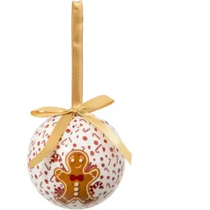 Déco Sapin Boule de Noël D 7.5 cm Blanc et Pain d'épice - Feeric Chris... pas cher