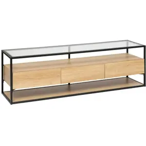 Meuble tv 3 tiroirs "Aldea" beige 160x50x40cm - Atmosphera createur d'... pas cher