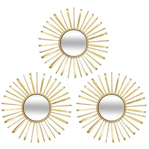 3 miroirs "Warren" doré D24,5cm - Atmosphera createur d'interieur - Dore pas cher