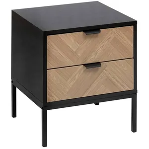 5five - chevet "chevrons" 2 tiroirs effet pin naturel et noir 50x45cm pas cher