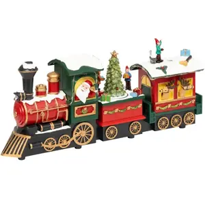 Kerstscène, trein van de Kerstman, bewegend met geluid, 38 cm pas cher