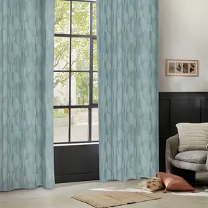 Rideau Wimbi jacquard bleu clair 140x260cm - Atmosphera createur dinterieur pas cher