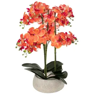 ATMOSPHERA Orchidée artificielle en pot "Sanae" pot en ciment orange H65cm - Atmo... pas cher