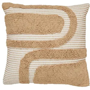Coussin Poppy coton tufté lin 50x50cm - Atmosphera createur dinterieur pas cher
