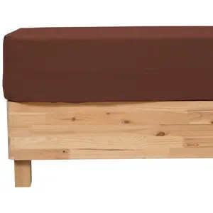 Drap housse Flora gaze de coton marron 160x200cm - Atmosphera createur dinterieur pas cher