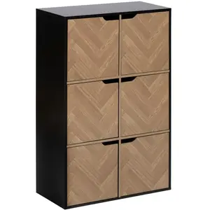 5five - étagère "mix n door" 6 cases effet bois et noir 67,5x32cm pas cher