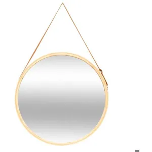 5five - miroir mural rond avec lanière en cuir d50cm pas cher