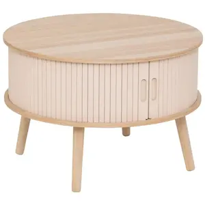 Table basse 2 portes "Nysos" beige 60x60x40,7cm - Atmosphera createur d'interieur - Beige pas cher