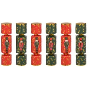 Atmosphera Lot de 6 crackers imprimés Casse-Noisette - Rouge et vert pas cher