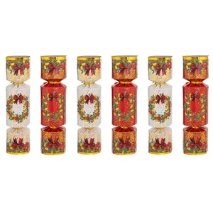 Atmosphera 6 CRACKERS COURONNE NOËL PAPILLOTE SURPRISE 20CM  Rouge Bordeaux pas cher