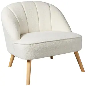 Fauteuil "Naova" bouclette blanc - Atmosphera createur d'interieur - BlancVendu parcdiscount