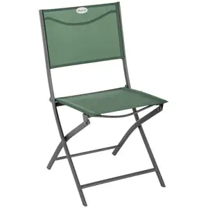HESPERIDE Lot de 4 chaises de jardin pliantes Modula vert olive & graphite en acier traité époxy - Hespéride pas cher