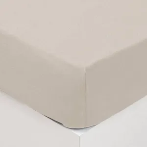 AC-DECO Drap housse - Atmosphera - Ivoire - 140x190cm - Coton lavé - Hauteur bonnet 27cm pas cher