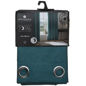 Rideau occultant Lua bleu canard 140x260cm - Atmosphera créateur d'intérieur pas cher