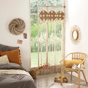 Atmosphera - Rideau fil macramé en Jute et Coton 90 x 200 cm Beige pas cher