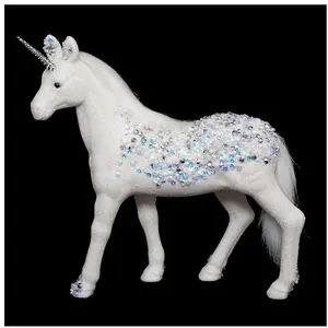 ATMOSPHERA Licorne avec Paillettes "Légende d'Hiver" 25cm Blanc pas cher