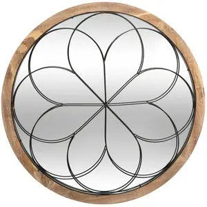 ATMOSPHERA CREATEUR D'INTERIEUR Miroir Rosace Sapin, MDF_E1, verre et fer - D. 64 x P. 3 cm - Beige moyen pas cher