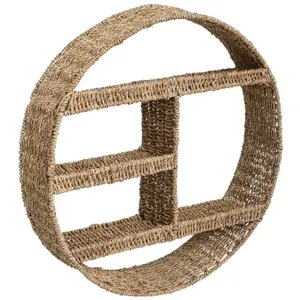 Comparateur de prix : Atmosphera - Etagère Murale Ronde en Fer et Seagrass D 58 cm