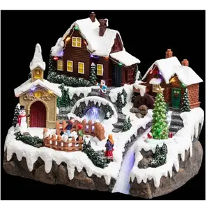 Comparateur de prix : FEERIC LIGHTS AND CHRISTMAS Village de Noël lumineux et animé Effervescence autour du Lac Gelé