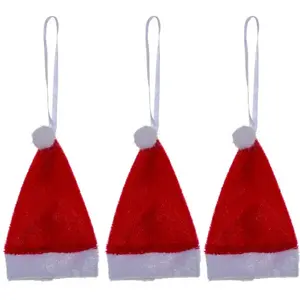 JJA - 3 rode en witte kerstmuts hangdecoraties 10 cm