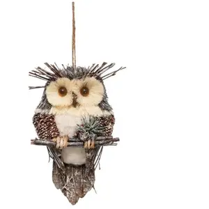 Décoration Murale Hibou Marron Glacé 28cm Beige pas cher