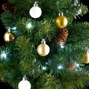 Feeric Christmas - Sapin de Noël artificiel avec décoration et guirlande lumineuse H 50 cm Blanc Chaud/Doré pas cher