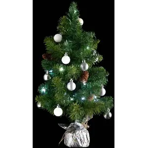 Feeric Christmas - Sapin de Noël artificiel avec décoration et guirlande lumineuse H 50 cm Blanc Froid pas cher