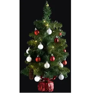 Feeric Christmas - Sapin de Noël artificiel avec décoration et guirlande lumineuse H 50 cm Blanc Chaud/Rouge pas cher
