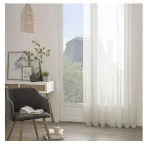 ATMOSPHERA CREATEUR D'INTERIEUR Voilage avec fines rayures verticales à oeillets Ivoire 140x240 cm pas cher