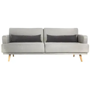 ATMOSPHERA Canapé convertible 3 places uni - Gris Clair - 214 x 86 x 83 cm pas cher