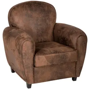 Fauteuil - AC-DÉCO - Stanis - Polyester - Marron - Contemporain - Design - Avec accoudoirs pas cher