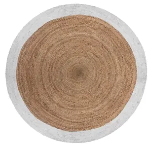 AC-DÉCO Tapis en jute bord blanc D120 cm - Blanc - Atmosphera createur d'interieurVendu parcdiscount