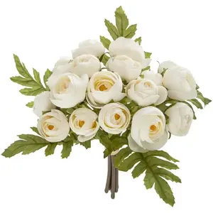 Bouquet de 18 mini camélias artificiels blanc H30cm Atmosphera Créateur D'intérieurVendu parcdiscount